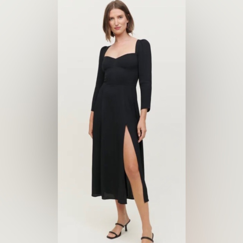 Reformation Petite Mara Midi Dress Size 4P Black